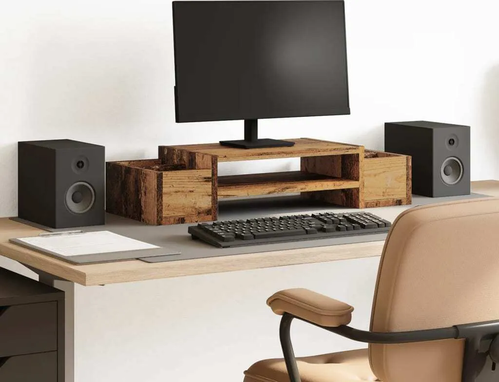 Supporto Monitor Moderno Legno 70x27x15 | Organizer Scrivania 2025