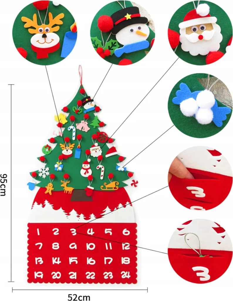 Tapis de sapin de Noël calendrier de l'Avent décoration chambre E3M - 7