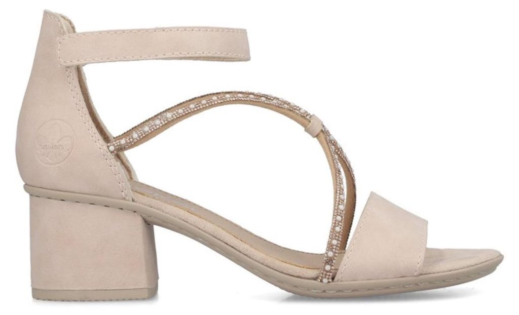 Rieker Damen Sandale Sandalette Strass Metallic Blockabsatz Produktbild 
