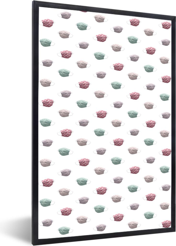 MuchoWow MuchoWow Gerahmtes Poster Gesichtsmaske - Muster - Pastell 20x30 cm - Poster mit zchwarzem Bilderrahmen - Drucken - Bilder Poster im R...