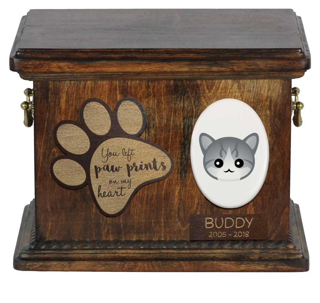 Ägäische Katze Katzenascheurne, personalisierte Urne mit Gravur, Erinnerungsbox für Katzenasche von der Marke Art-Dog