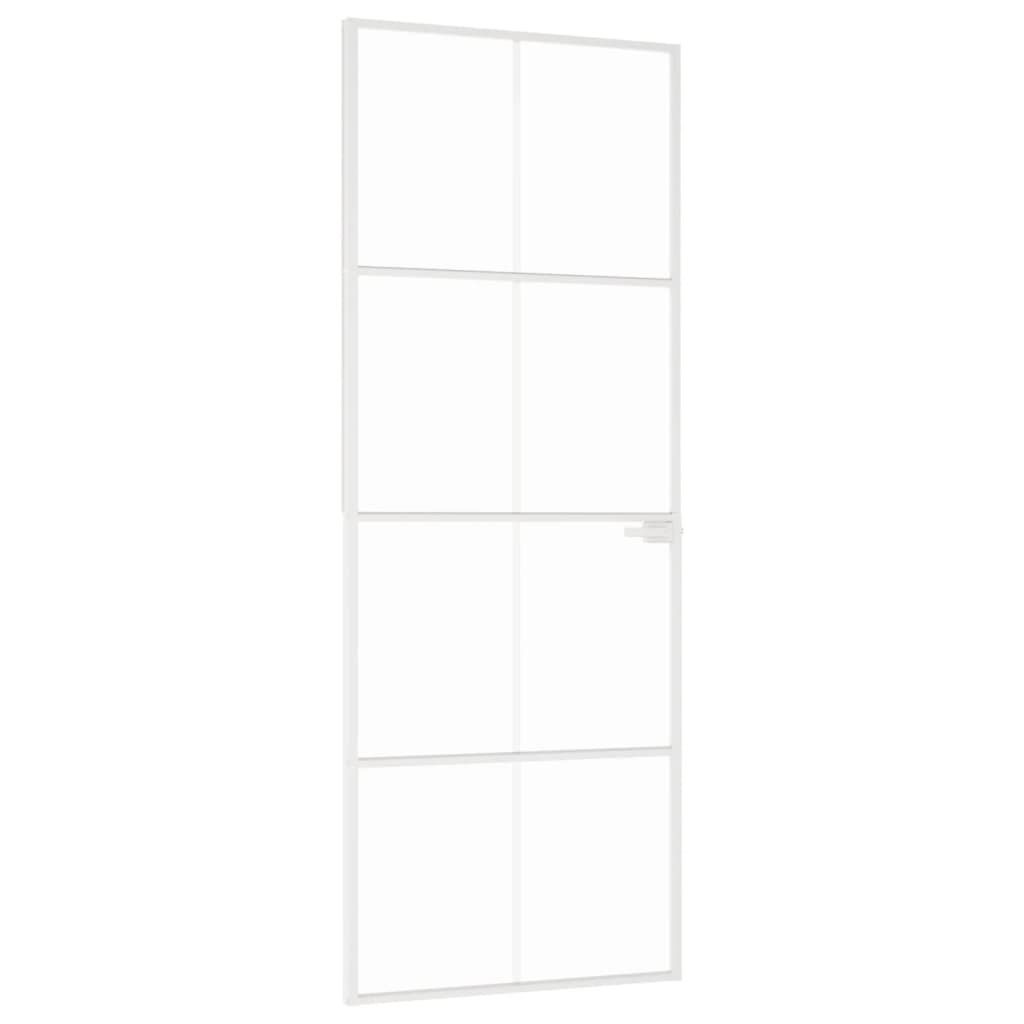 vidaXL Innentür Weiß 76x201,5 cm Hartglas & Aluminium Schlank