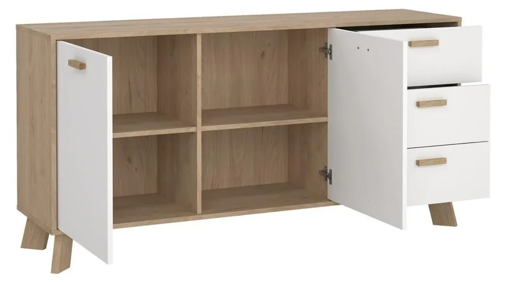 Buffet STORM : Solution Gain de Place Chêne et Blanc 147,2 cm - 4