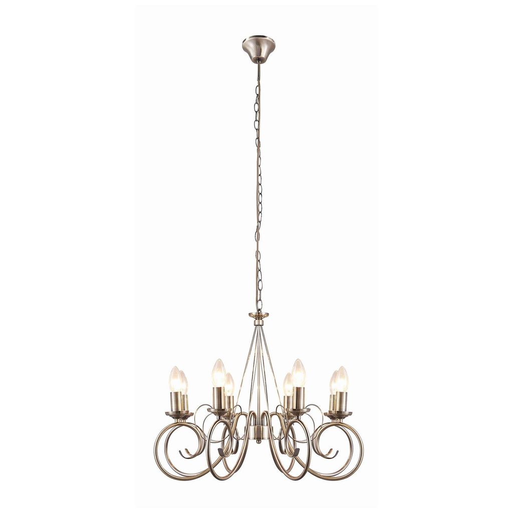 Lindby Kronleuchter Marnia, 8-flg., Ø 53 cm, altmessing, E14
