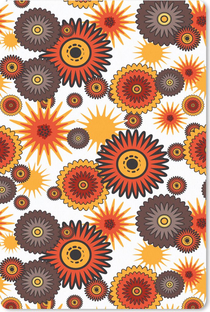 MuchoWow Mauspad Mousepad Design - Retro - Orange - Blumen 18x27 cm - Mousepads - Maus Mat - Pad - Mausunterlage