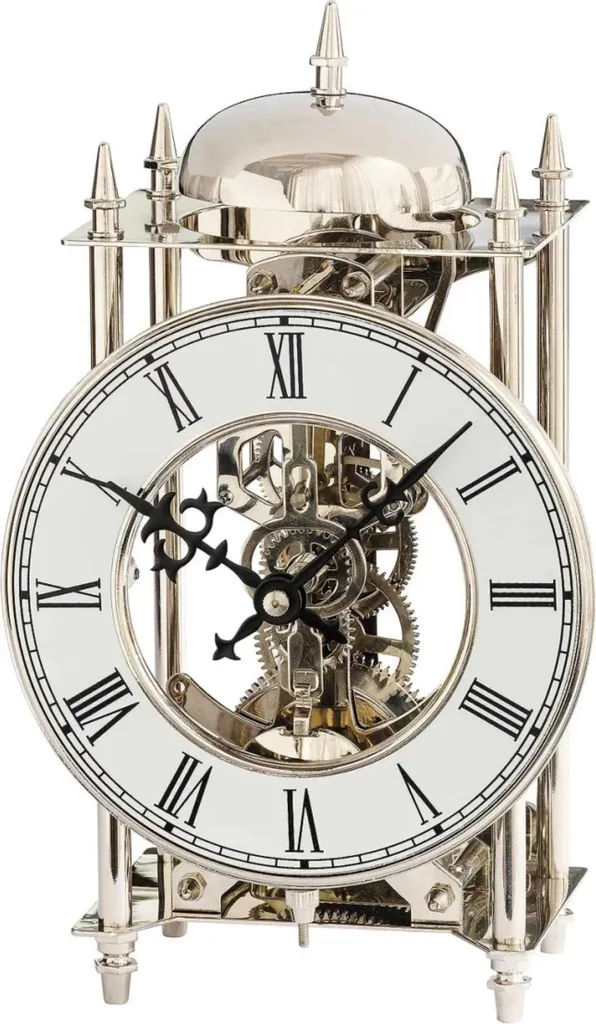Horloge AMS 1184 mécanique 14 jours en laiton nickelé avec sonnerie