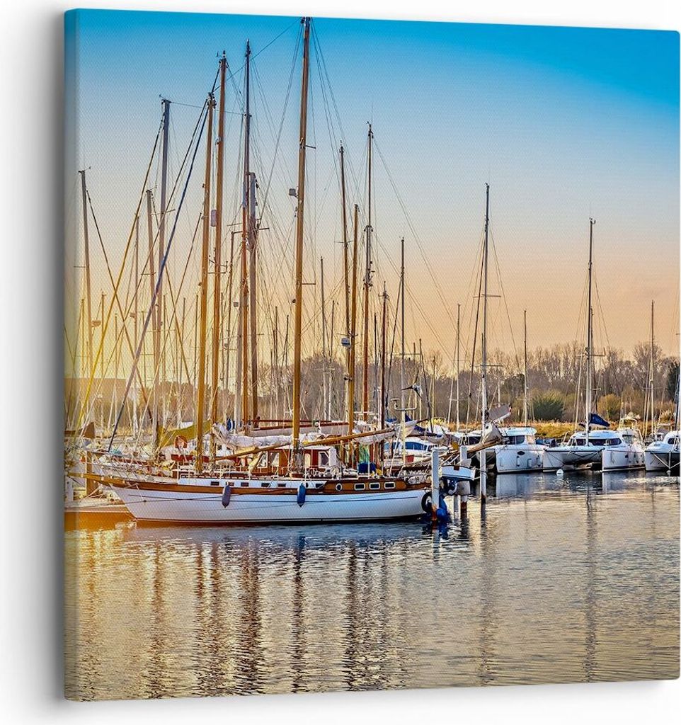 Bild auf Leinwand - Leinwandbild - Katamaran Yacht Anker Ankerplatz - 30x30cm - Wand Bild - Wanddeko - Leinwanddruck - Bilder - Kunstdruck - Wandde...