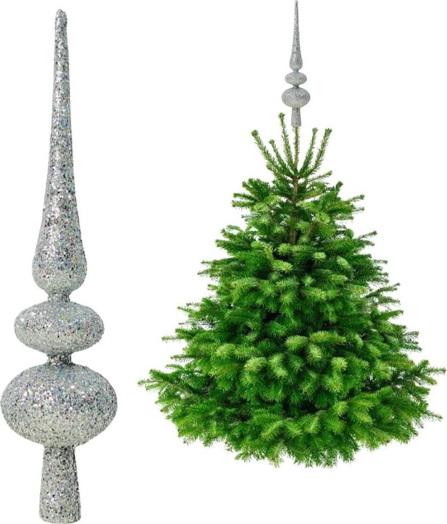 Silberne Christbaumspitze - Glitzer Christbaumspitze 29 cm