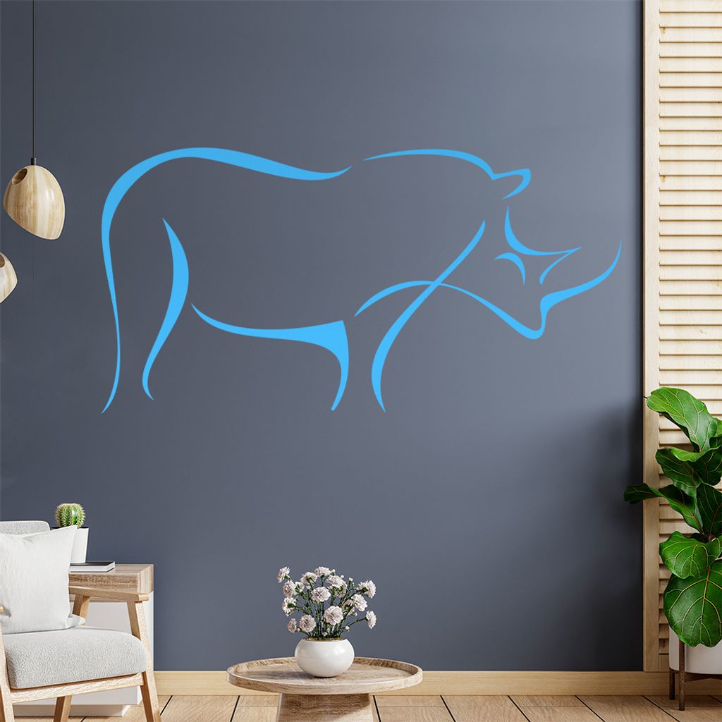 Nashorn Linien Wandtattoo in 6 Größen - Wandaufkleber Wall Sticker - Dekoration, Küche, Wohnzimmer, Schlafzimmer, Badezimmer