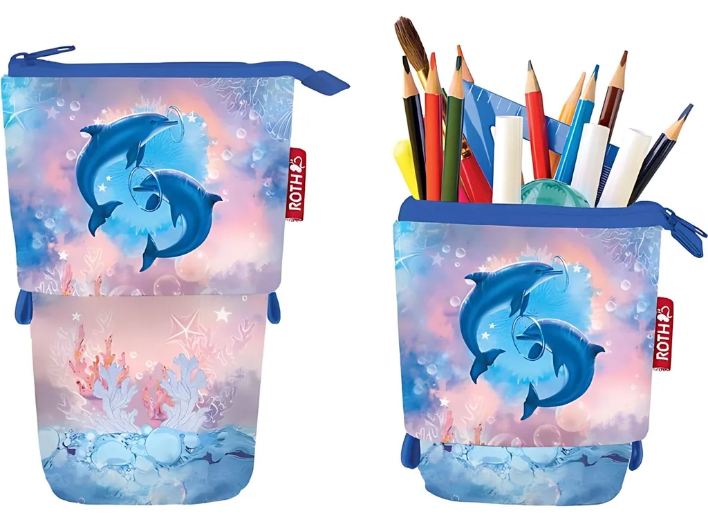 Trousse ROTH 89478 Dauphins 2en1 : finies les fournitures mélangées