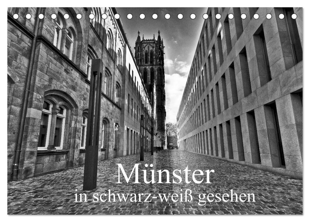 Münster in schwarz-weiß gesehen (Tischkalender 2027 DIN A5 quer), CALVENDO Monatskalender