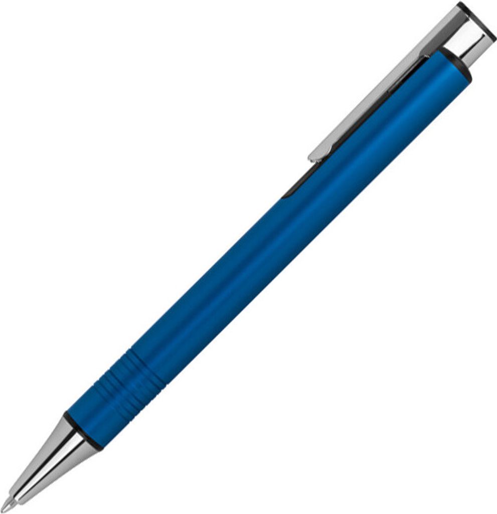 Kugelschreiber aus Metall / mit extravagantem Clip / Farbe: blau