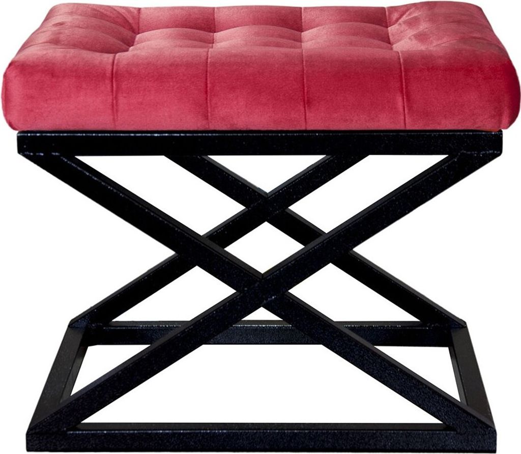 Hanah Home, Capraz - Black, Red, Sitzpuff, Schwarz, 50 x 40 x 42 cm