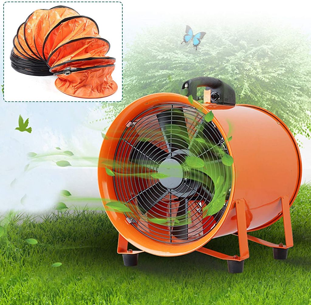 250mm Axialgebläse Bauventilator Baugebläse ventilator Gebläse Baulüfter + 10 m PVC-Kanal