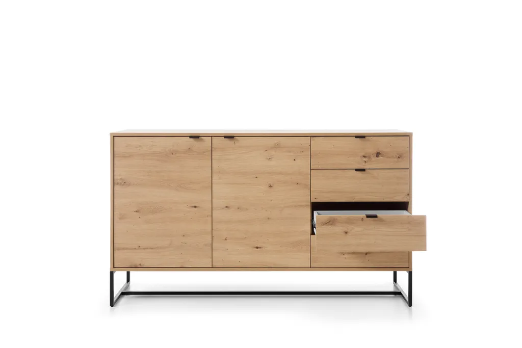 Commode 153 cm Chêne Artisan : Solution de Rangement Large 4 Tiroirs