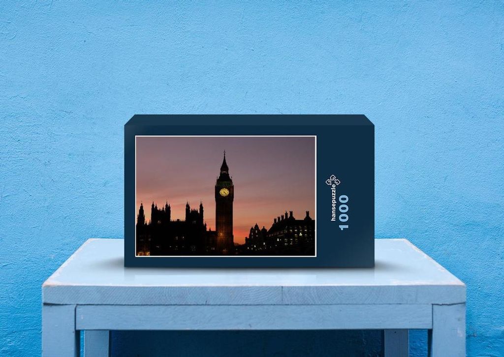 hansepuzzle 54171 - Big Ben bei Nacht Puzzle, 1000 Teile, Gebäude, 60,0 x 46,0cm mit hochwertiger Aufbewahrung, Kartonbox & Beutel