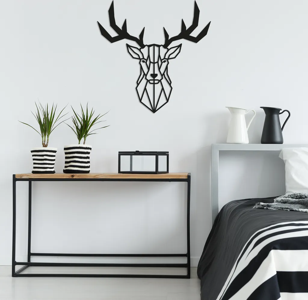 Wallity Deer2 Nero: Arte in Metallo 51x51cm per la Tua Casa