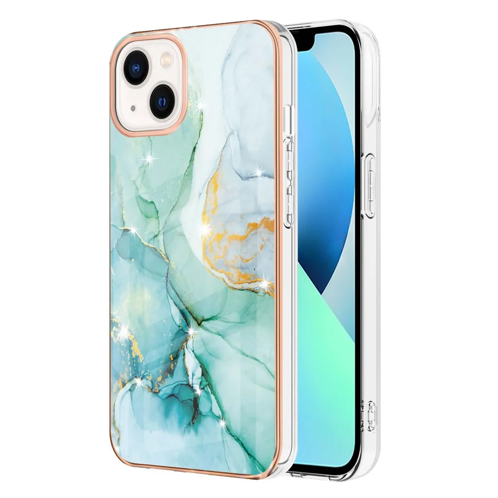 Cover iPhone 14 Plus Verde Marmo - Protezione Slim TPU Morbido