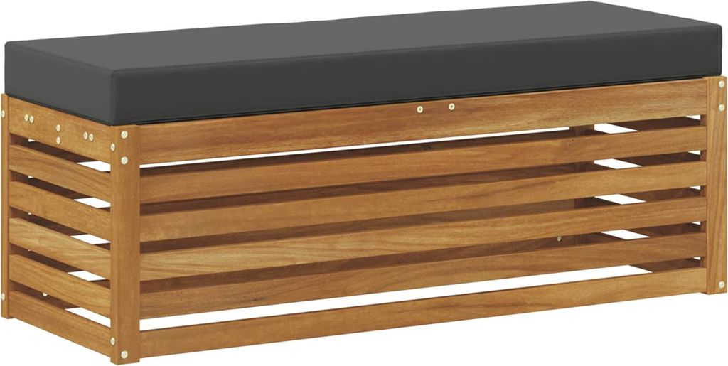 vidaXL Hocker Bank mit Kissen Natur und Anthrazit 115 x 43 x 37 cm