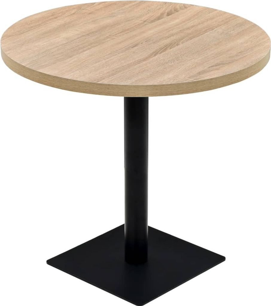 Bistrotisch MARV Rund 80x75 cm Eichenoptik | Esstisch kleiner Tisch Cafe Gartentisch Balkontisch Outdoortisch