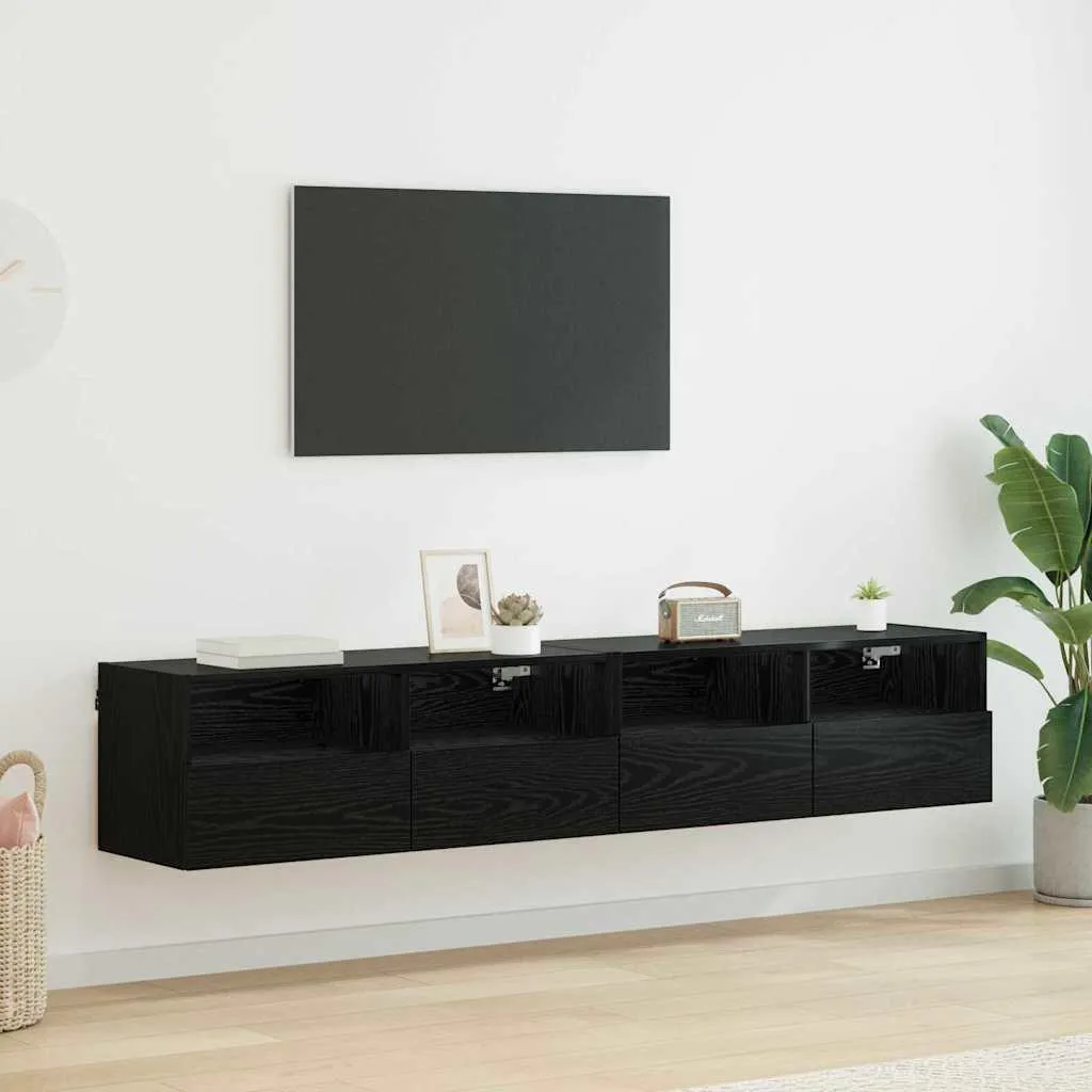 Maison Exclusive Mensole Porta TV 80x30x30 cm Rovere Nero Kit 2 Pezzi