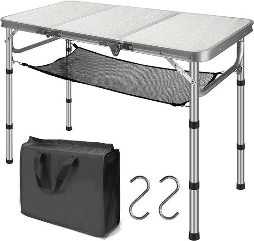 Table pliante de camping en aluminium noir 90x40 cm légère et solide