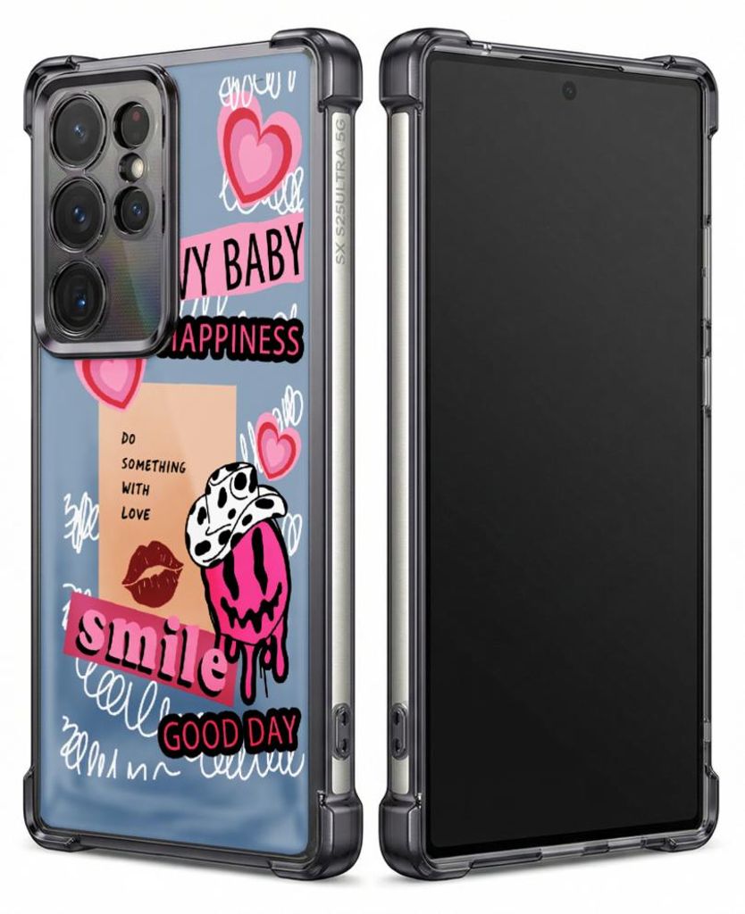 Personalisierte Hülle mit Bild für Samsung Galaxy S24+ Elektroplattiert TPU Stoßdämpfer Handyhülle mit Liebe, Baby, Glück, Lächeln, Guten Tag