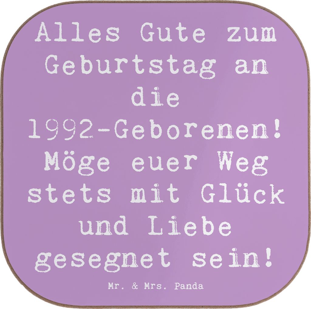 Mr. & Mrs. Panda Untersetzer für Gläser Spruch 1992 Geburtstag - Lavendeltraum - Geschenk, geboren, Geschenkideen, weinglasuntersetzer, Jubiläum...