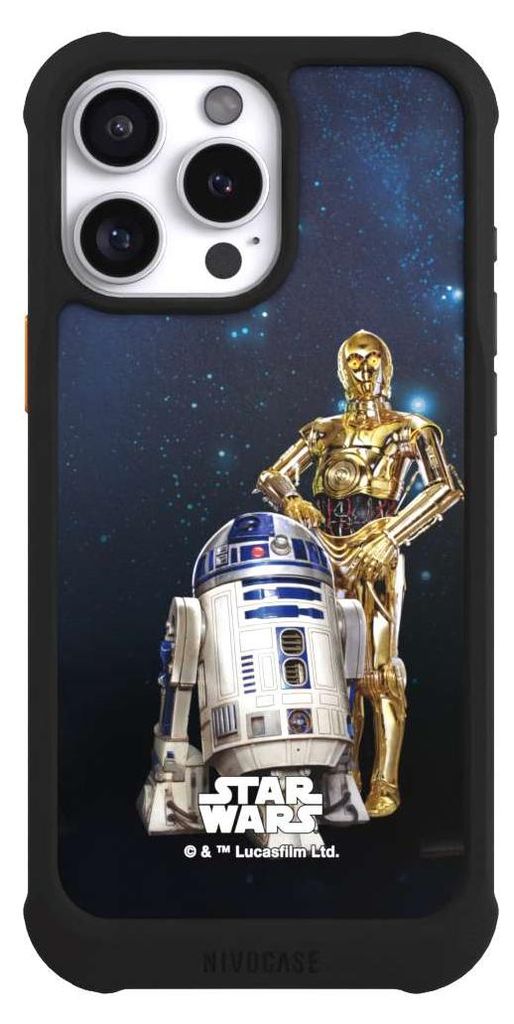 NIVOCASE Hülle für Apple iPhone 16 Pro Max Stoßfeste Handyhülle NIVOmax Case Schwarz Star Wars Weltall R2D2