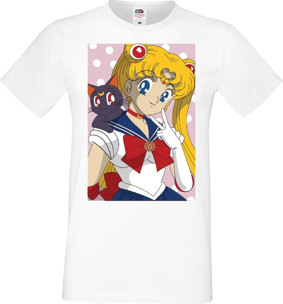 Herren T-Shirt Anime Manga Sailor Anime Manga Moon 02, Man L / Weiß