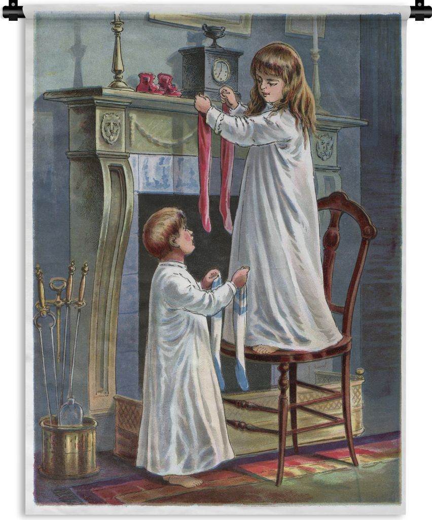 MuchoWow Wandteppich Wandbehang Weihnachten - Winter - Vintage 120x160 cm Tapisserie Dekoration Wandtuch - Wohnzimmer - Moderne