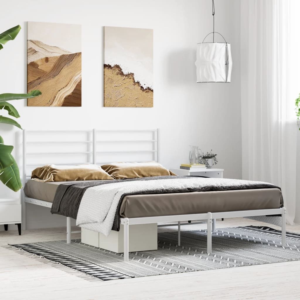 "im Sonderangebot"Bettgestell - CLORIS - Doppelbett - Robust und langlebig - mit Kopfteil Metall Weiß 140x190 cm - Einfache Montage - - DEMöbel52...