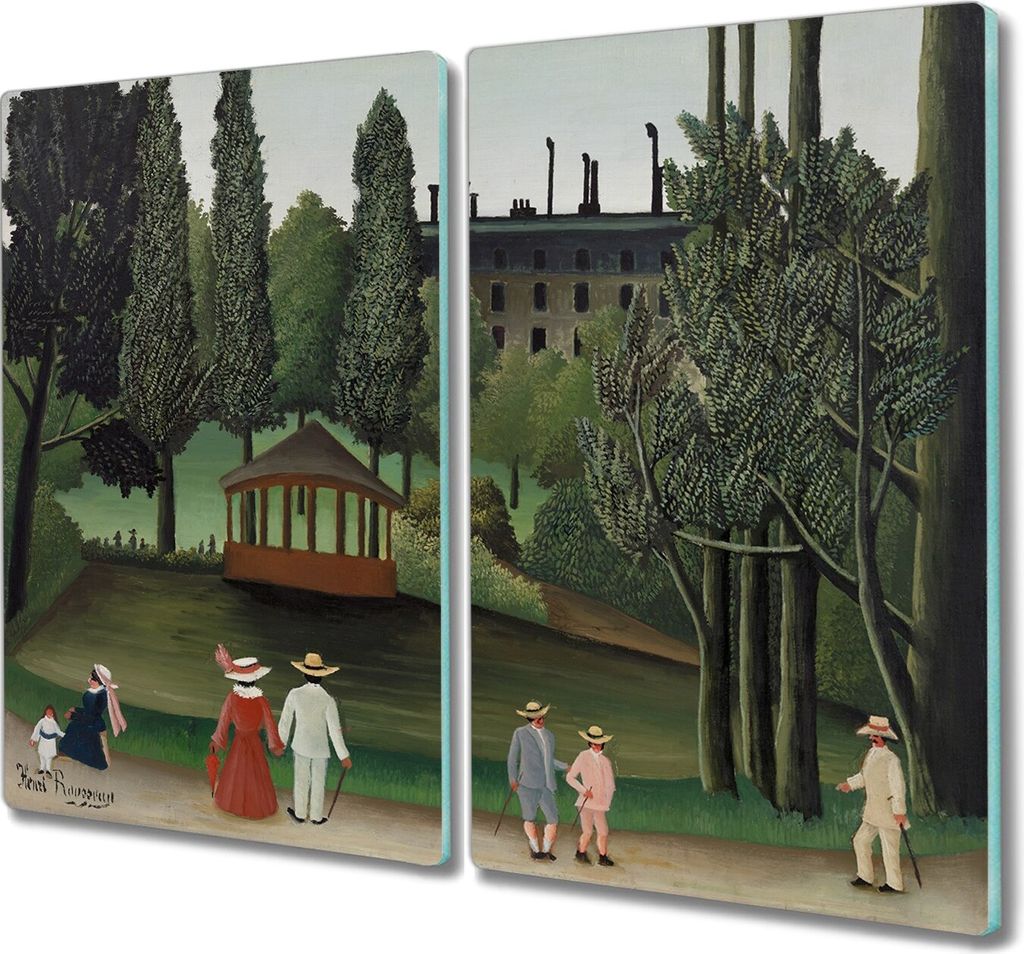 Coloray Hackbrett Kochplattenabdeckung Herdabdeckplatte 2x30x52 cm Schneidebrett Küchenbrett – Park ein Paar von Bäumen