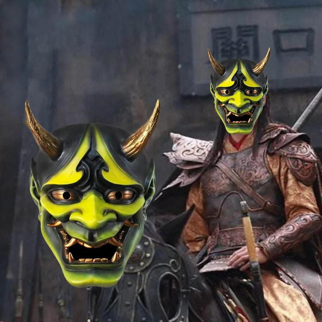 Masque Japonais pour Cosplay Halloween Accessoire Démon et Fantôme Noir