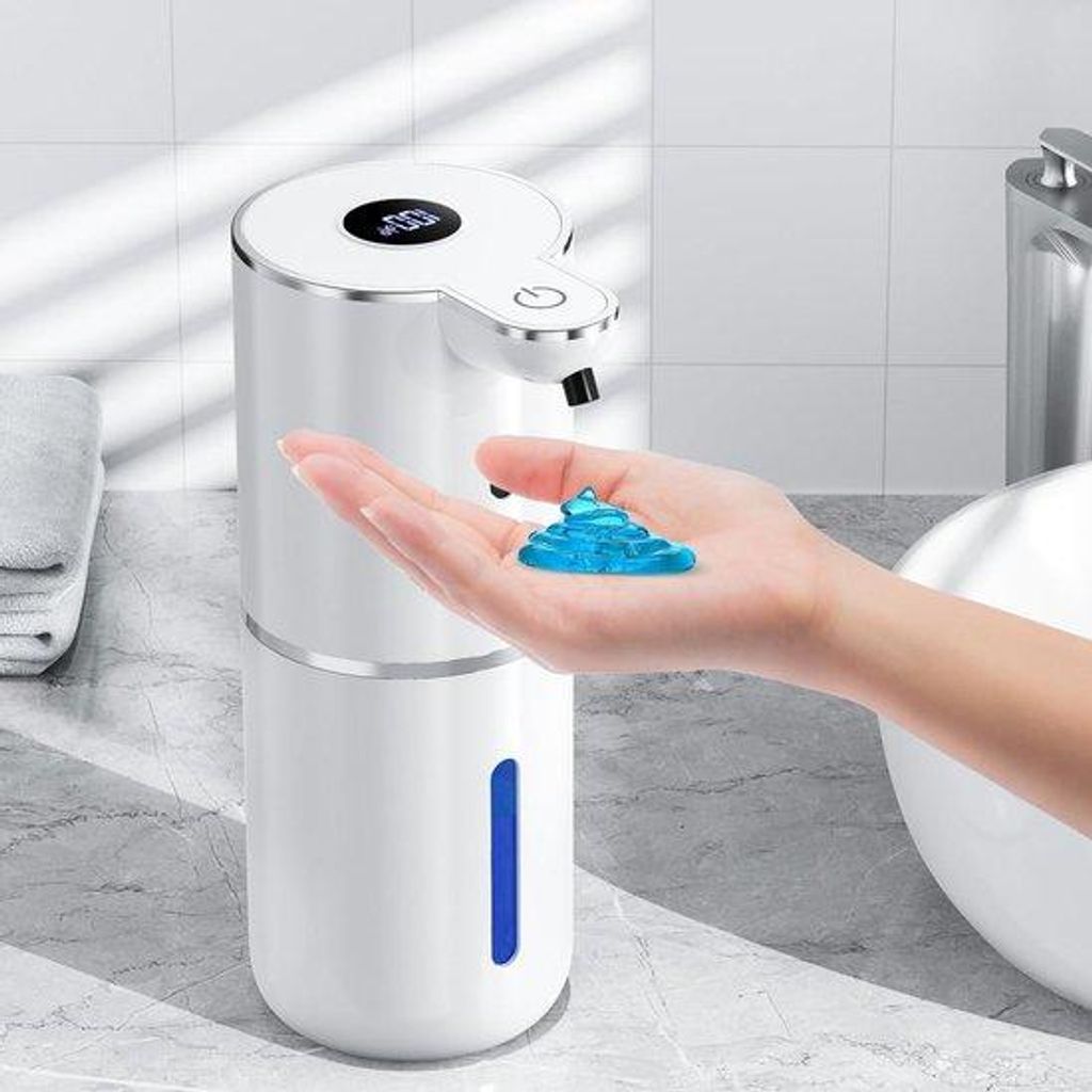 Automatischer Seifenspender mit digitalem Display, berührungslos, 380 ml, Wandmontage, mit Sensor, über USB aufladbar, für Bad und Küche