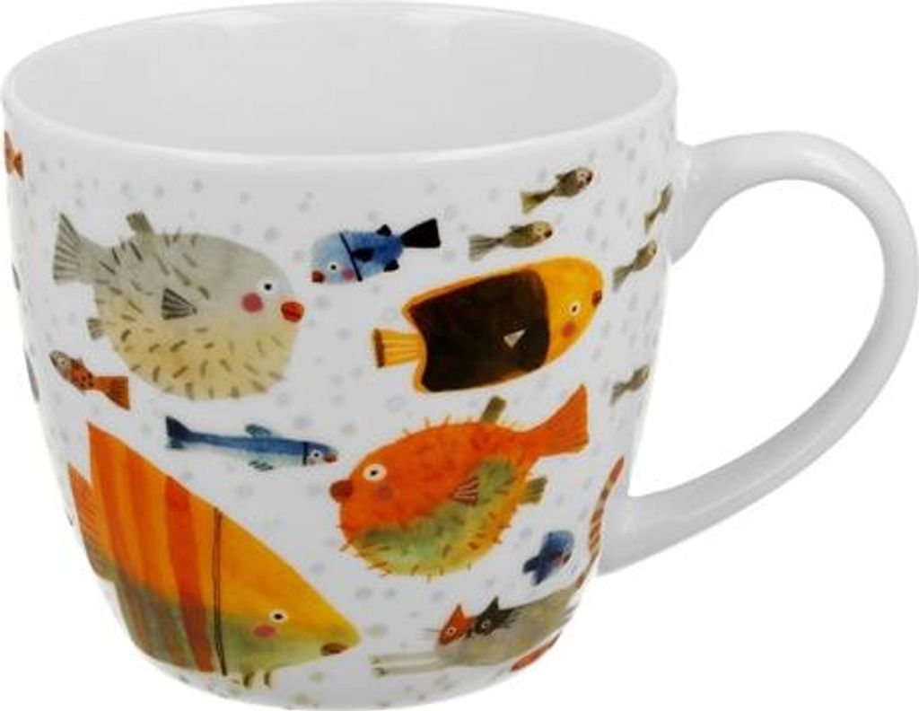 Tasse, Kaffeebecher im Korb, als Geschenk Meereswelt 460 ml Produktbild 