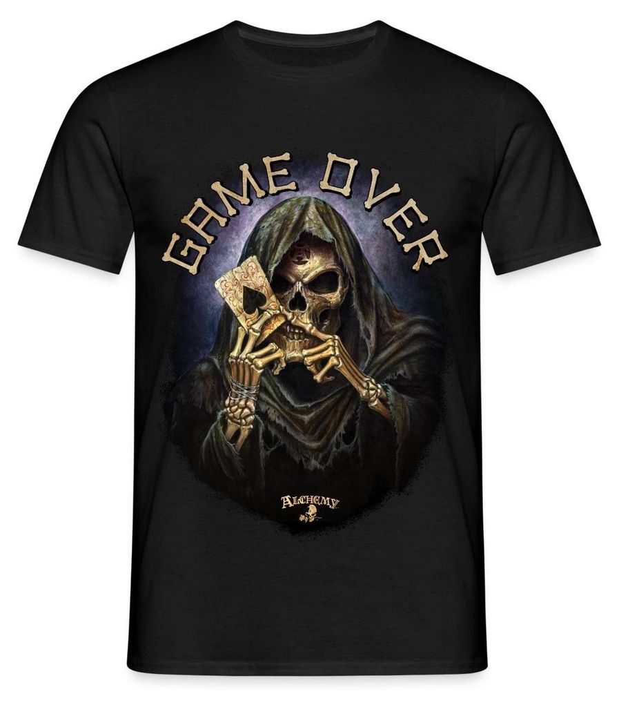 Spreadshirt Alchemy England Sensenmann Game Over Tod Männer T-Shirt, XXL, Schwarz