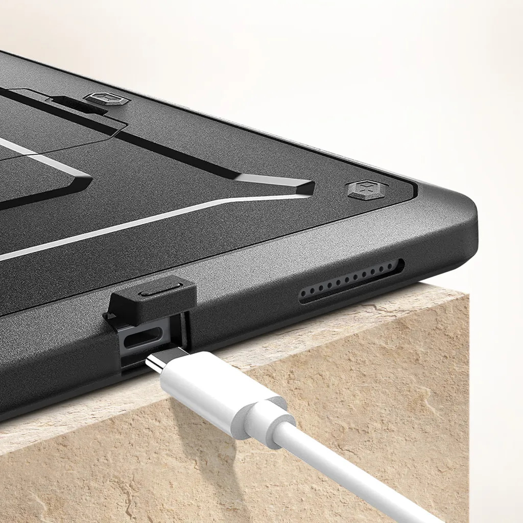 Support iPad Pro 12.9 avec Coque Antichoc Noire pour Usage Intensif