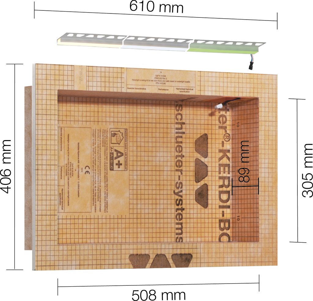 Schlüter® KERDI BOARD NLT Wandnische 508 x 305 x 89 Immagine del prodotto 