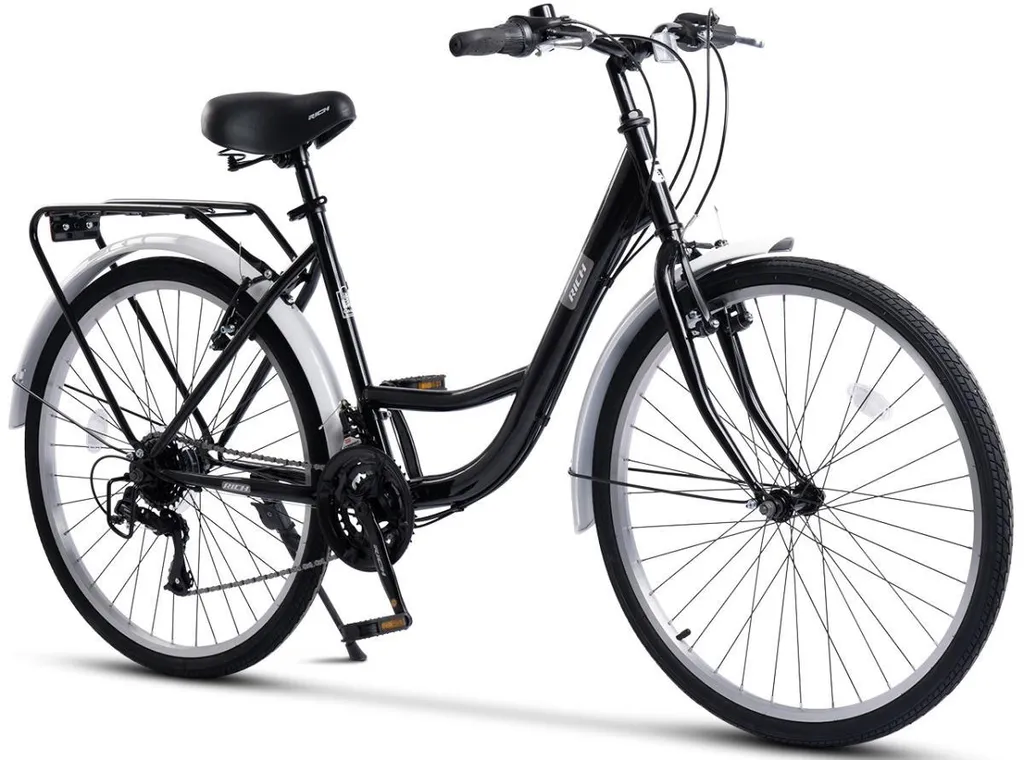 Vélo Tout Chemin VTC Adulte 26 Pouces avec Porte-Bagages et Garde-Boue