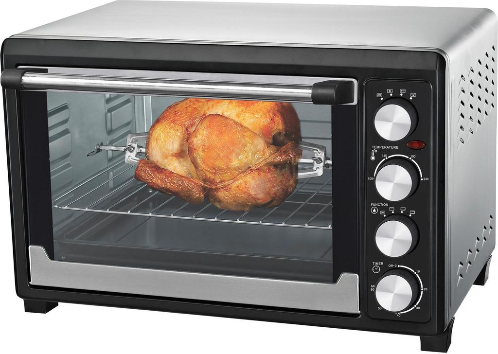 Syntrox Germany 45 l Mini Backofen Budisu – Kompakter Pizzaofen mit Umluft, Drehspieß und Timer – Energieeffizienter Ofen für kleine Küchen