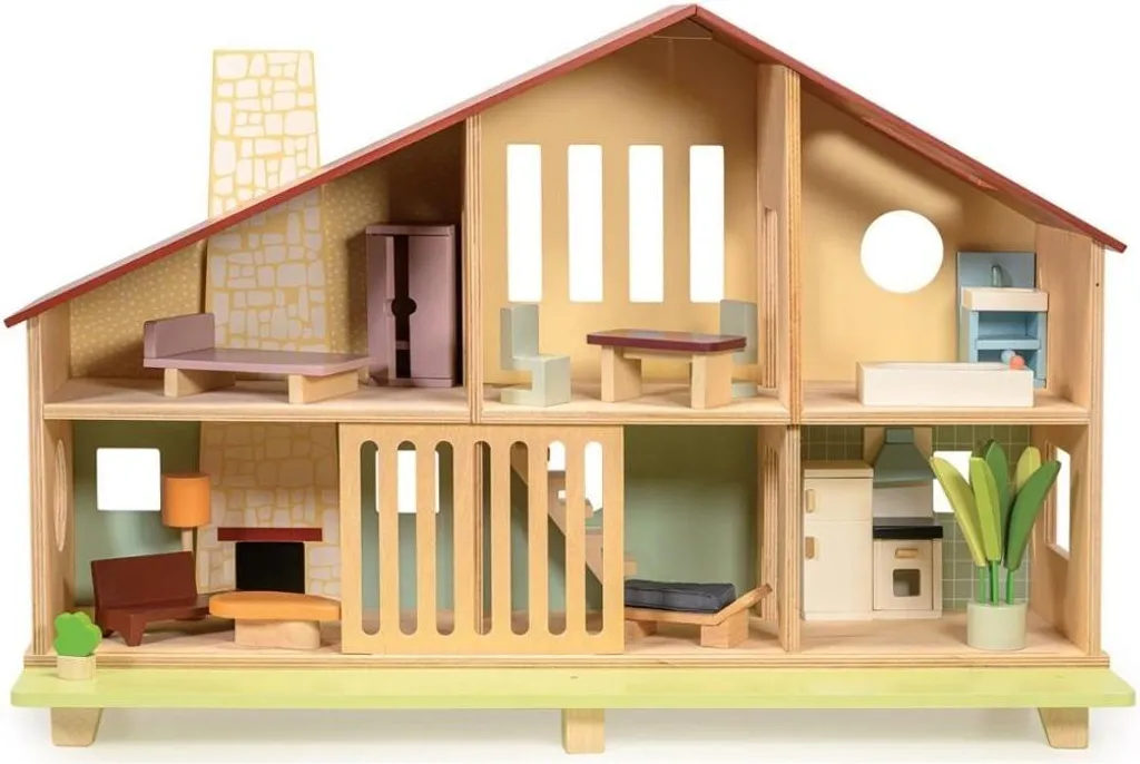 Maison de poupée en bois avec mobilier complet pour enfants dès 3 ans