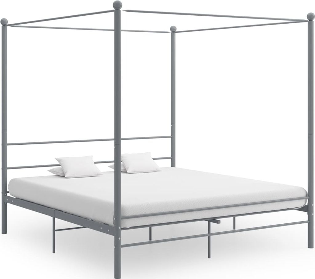 Ankonbej Himmelbett Grau Metall 200x200 cm