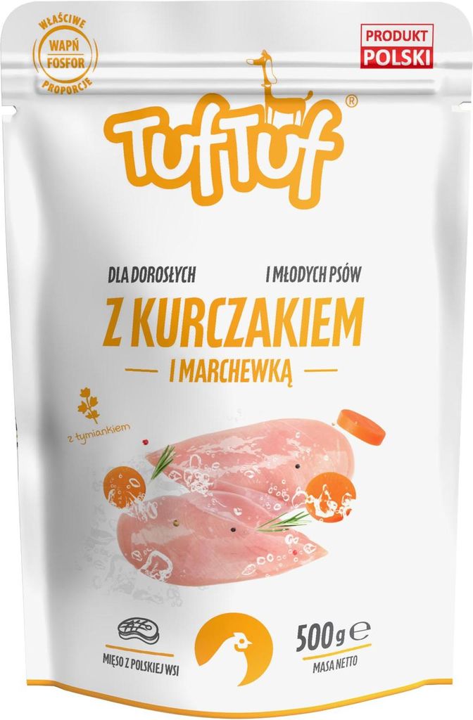 Nasses Hundefutter Tuf Tuf Luncheon Fleischbeutel mit Huhn 500g