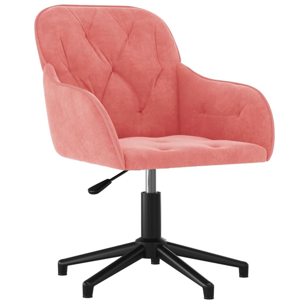vidaXL Chaise de bureau pivotante rose velours Image du produit 
