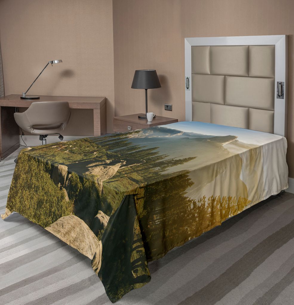 ABAKUHAUS Yosemite Bettlaken, Yosemite Valley Und Half Dome Im Nebligen Morgen Während Sonnenaufgang Landschaft, weiches bequemes oberes Bettlaken...