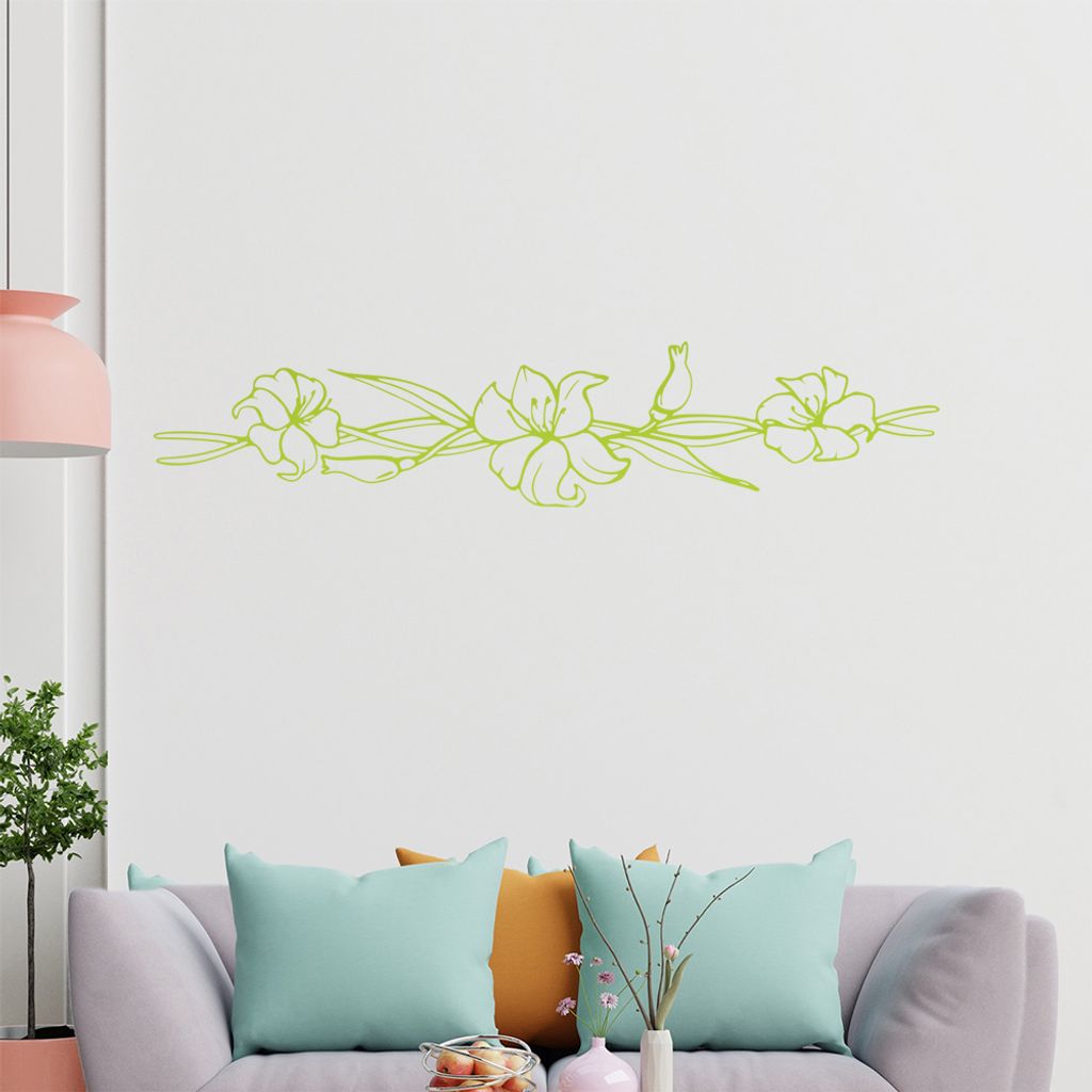 Blumen - Ranken Wandtattoo in 6 Größen - Wandaufkleber Wall Sticker - Dekoration, Küche, Wohnzimmer, Schlafzimmer, Badezimmer