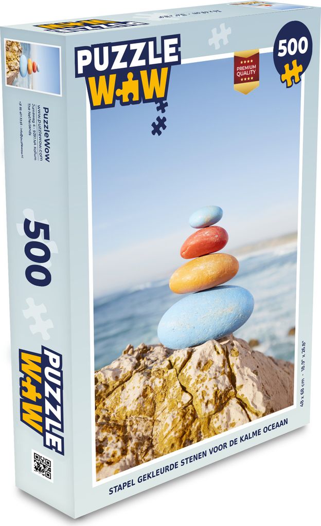 MuchoWow Puzzle 500 Teile Stapel farbiger Steine für das ruhige Meer - Denken - Spiel - Toy