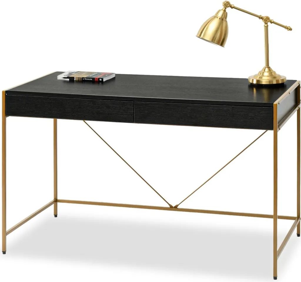 Bureau large DAMJAR or et noir - Fini le manque de place et le désordre