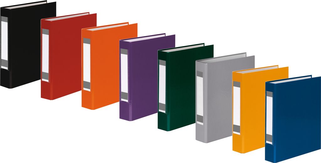 8x Ringbuch mit Rückenschild / DIN A5 / 2-Ring / 8 Farben